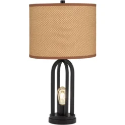 360 Lighting Marcel Industrial Table Lamps 24 1/4" High Set Of 2 Black Metal With USB Port LED Nightlight Peanut Shade For Bedroom Living Room Desk -Adesso Sales Store GUEST efab8c84 67d6 4576 b684 c2dd32e1294a