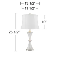 Regency Hill Luca Modern Table Lamps 25 1/2" High Set Of 2 Clear Glass Chrome With USB Charging Port Cream Drum Shade For Bedroom Living Room Desk -Adesso Sales Store GUEST f0b9397f ad53 4134 8656 4e2c157fc2b0