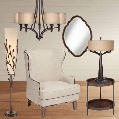 Franklin Iron Works La Pointe Oil Rubbed Bronze Pendant Chandelier 26" Wide Rustic Oatmeal Linen Shade 5-Light Fixture For Dining Room Kitchen Island 6 Franklin Iron Works La Pointe Oil Rubbed Bronze Pendant Chandelier 26" Wide Rustic Oatmeal Linen Shade 5-Light Fixture For Dining Room Kitchen Island - Image 6