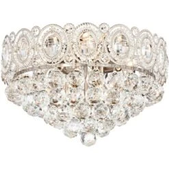 Vienna Full Spectrum Moira Vintage Ceiling Light Flush Mount Fixture 16" Wide Satin Nickel 6-Light Clear Crystal Balls For Bedroom Kitchen Living Room -Adesso Sales Store GUEST f13cfef7 d5df 4daa 8dde 7df200fb88bf