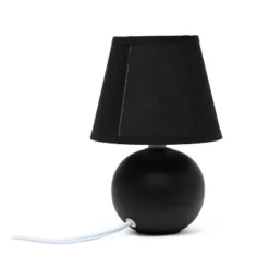 8.66" Petite Ceramic Orb Base Bedside Table Desk Lamp With Matching Tapered Drum Fabric Shade Black - Creekwood Home -Adesso Sales Store GUEST f19c5dc1 fa3e 4f43 8e54 53e81addc00c