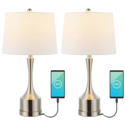 (Set Of 2) 26" Cooper Classic French Country Iron LED Table Lamp With USB Charging Port (Includes LED Light Bulb) - JONATHAN Y -Adesso Sales Store GUEST f275e1b6 aab4 4c18 9887 8fe98a06f743