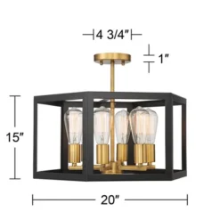 Possini Euro Design Beni Industrial Modern Farmhouse Ceiling Light Semi Flush Mount Fixture 20" Wide Antique Bronze Gold 6-Light For Bedroom Kitchen -Adesso Sales Store GUEST f2a3a383 5b8a 4c13 bc86 92ca1f31f72c