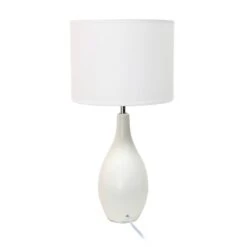 18.11" Traditional Standard Ceramic Dewdrop Table Desk Lamp With Matching Fabric Shade Off-White - Creekwood Home -Adesso Sales Store GUEST f2ab8e61 8d8f 44f9 b878 6122b076d5a7