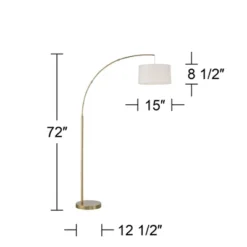 360 Lighting Cora Modern Arc Floor Lamp Standing 72" Tall Brass Metal White Linen Drum Shade Decor For Living Room Reading Bedroom Office House Home -Adesso Sales Store GUEST f30622a4 7f20 487f 843d c7873bd8ec4b