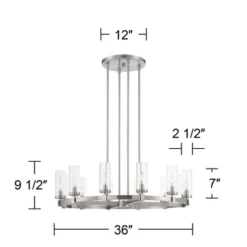 Stiffel Brushed Nickel Wagon Wheel Chandelier 36" Wide Modern Clear Glass Shade 12-Light Fixture For Dining Room House Kitchen -Adesso Sales Store GUEST f3efc9c0 56d2 44bc 91d8 0f996815d49c