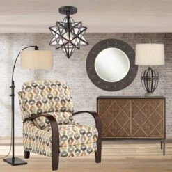 Franklin Iron Works Cuthbert Modern Farmhouse Ceiling Light Semi Flush Mount Fixture 11" Wide Black Iron Moravian Star Clear Glass Panels For Bedroom -Adesso Sales Store GUEST f61eb74a 5464 4b92 8fa7 f7f16f52a045