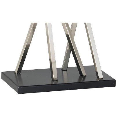 Possini Euro Design Modern Table Lamps 30" Tall Set Of 2 Brushed Steel Black White Linen Rectangular Shade For Living Room Family Bedroom 4 Possini Euro Design Modern Table Lamps 30" Tall Set Of 2 Brushed Steel Black White Linen Rectangular Shade For Living Room Family Bedroom - Image 4