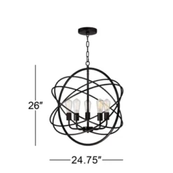 Franklin Iron Works Ellery Bronze Orb Foyer Pendant Chandelier 24 3/4" Wide Modern 5-Light LED Fixture For Dining Room House Kitchen Island Entryway -Adesso Sales Store GUEST f7dfcff0 798c 472e 94b0 bc4a1c482f74