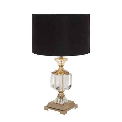 Crystal Table Lamp With Drum Shade Gold - Olivia & May 2 Crystal Table Lamp With Drum Shade Gold - Olivia & May - Image 2