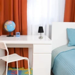 10.5" Petite Metal Stick Bedside Table Desk Lamp In Sand Nickel With Fabric Shade Black - Creekwood Home -Adesso Sales Store GUEST f9522480 6b00 4042 abce fad880e588e5