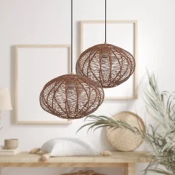 13.5" 1-Light Linnea Pendant Rattan Brown - River Of Goods -Adesso Sales Store GUEST f9989c02 63e0 42b4 999e 4b6069b15cf9