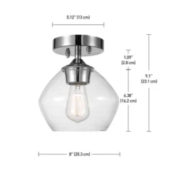 1 Light Harrow Semi Flush Mount Ceiling With Clear Glass Shade Chrome - Globe Electric -Adesso Sales Store GUEST f9af0a5c 601d 4e8b b991 541c3419b217