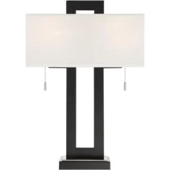360 Lighting Neil Modern Table Lamp With Clear Riser 26" High Black With USB Charging Port White Rectangular Shade For Bedroom Living Room House Desk -Adesso Sales Store GUEST f9bba6c1 76e8 443d 8c57 7fd6c0901e32 1