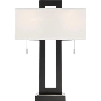 360 Lighting Neil Modern Table Lamp With White Marble Riser 26" High Two Tone USB Charging Port Rectangular Shade Bedroom For Bedroom Living Room Desk 5 360 Lighting Neil Modern Table Lamp With White Marble Riser 26" High Two Tone USB Charging Port Rectangular Shade Bedroom For Bedroom Living Room Desk - Image 5