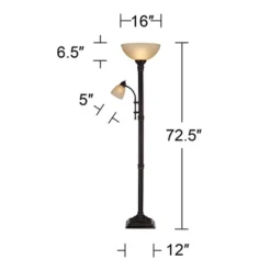 Regency Hill Garver Rustic Retro Torchiere Floor Lamp 72 1/2" Tall Oil Rubbed Bronze With Side Light Amber Glass Shade For Living Room Reading Bedroom -Adesso Sales Store GUEST faa6dfb8 8a13 4a1e 9c68 e8188f08d964