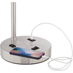 360 Lighting Colby Modern Desk Lamps 21" High Set Of 2 Brushed Nickel With USB And AC Power Outlet In Base White Linen Drum Shade For Bedroom Office -Adesso Sales Store GUEST fad606be 1699 4c79 95f7 0fb64c518c55