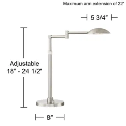 Possini Euro Design Eliptik Modern Desk Table Lamp 24 1/2" High Satin Nickel LED Swing Arm Adjustable Height For Bedroom Living Room Nightstand Office -Adesso Sales Store GUEST fad8e895 c80c 40f4 bd7f 127267e5e393