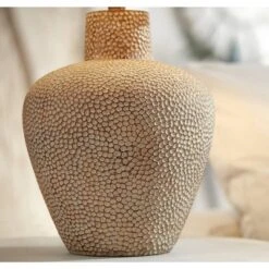 360 Lighting Bentley Rustic Farmhouse Table Lamp 29" Tall Brown Leaf Textured Hammered Pot Off White Empire Shade For Bedroom Living Room House Home -Adesso Sales Store GUEST fadbc97d 341c 4553 a601 5ad11c7760ac