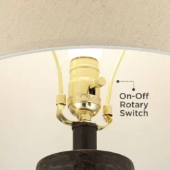 Regency Hill Auburn Rustic Farmhouse Table Lamp 25" High Bronze Hammered Natural Linen Empire Shade For Bedroom Living Room Bedside Nightstand Office -Adesso Sales Store GUEST fb2a3df0 8f2f 40a2 b913 d6911358a8b1