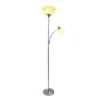 71.5" Traditional 2 Light Mother Daughter Metal Floor Lamp With Torchiere And Reading Light Brushed Nickel - Creekwood Home