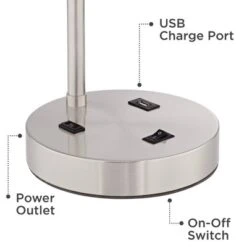 360 Lighting Colby Modern Desk Lamps 21" High Set Of 2 Brushed Nickel With USB And AC Power Outlet In Base White Linen Drum Shade For Bedroom Office -Adesso Sales Store GUEST fcefd692 8378 4100 92a6 08acbdd4e52a