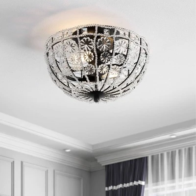 12" LED Metal/Acrylic Crystal Flower Semi Flush Mount Black/Clear - Jonathan Y 2 12" LED Metal/Acrylic Crystal Flower Semi Flush Mount Black/Clear - Jonathan Y - Image 2
