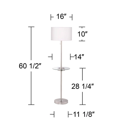 360 Lighting Caper Modern Floor Lamp With Tray Table 60 1/2" Tall Brushed Nickel USB And AC Power Outlet Off White Fabric Drum Shade For Living Room 8 360 Lighting Caper Modern Floor Lamp With Tray Table 60 1/2" Tall Brushed Nickel USB And AC Power Outlet Off White Fabric Drum Shade For Living Room - Image 8