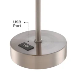 360 Lighting Justin Modern Accent Table Lamps 18" High Set Of 2 Silver With USB Charging Port And Table Top Dimmers White Shade For Bedroom Home Desk -Adesso Sales Store GUEST fe0db206 3a37 4568 9ba6 c4ffb5b99bcc