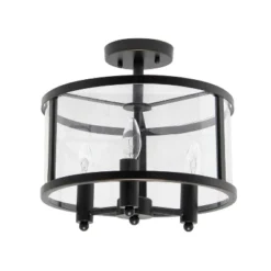 3-Light 13" Industrial Farmhouse Glass/Metallic Accented Semi-flushmount Ceiling Light - Lalia Home -Adesso Sales Store GUEST fe148bb2 01ae 4527 afa3 ae13be47991e