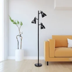 64" Traditional 3 Light Metal Floor Lamp With Adjustable Spotlight Shades Black - Creekwood Home -Adesso Sales Store GUEST fe361259 b342 4c37 9530 a936ca8eca80