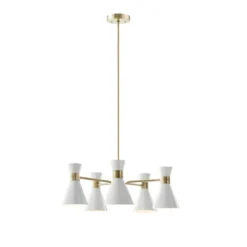 Ezra 5-Light Adjustable Chandelier Antique Brass/White - Ink+Ivy -Adesso Sales Store GUEST fff79377 28d5 4d70 8235 cbfc8d5060e9
